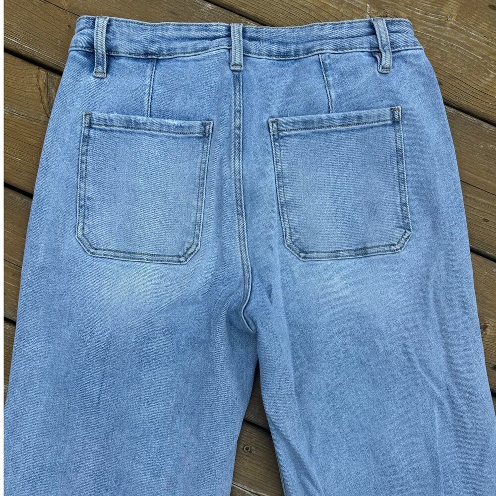 Lovervet by Vervet size 31/13 90s High Rise Patch Pocket Light Wash Flare Jeans - Picture 7 of 9